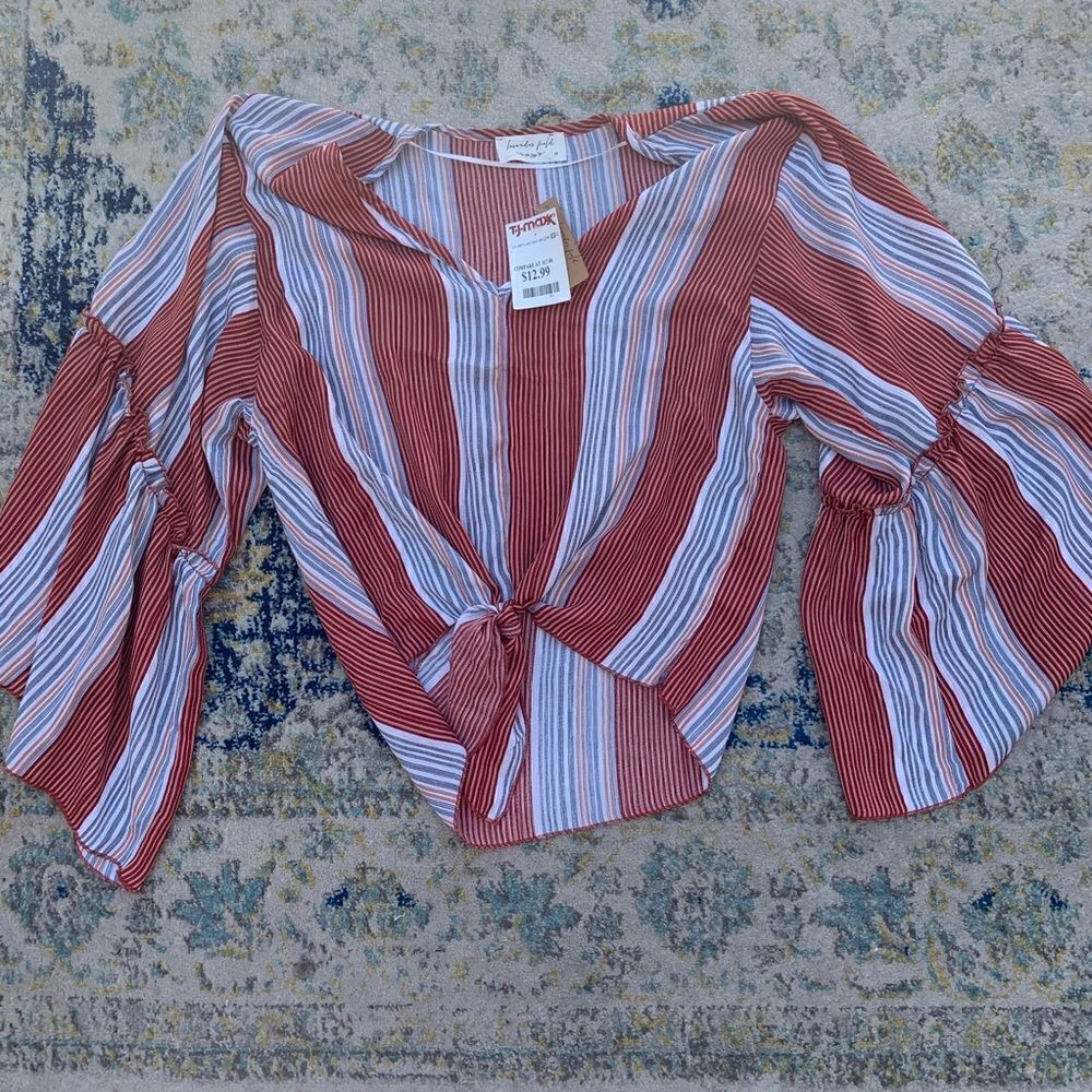 Lavender Fields Stripped Blouse Size M - Picture 1 of 2